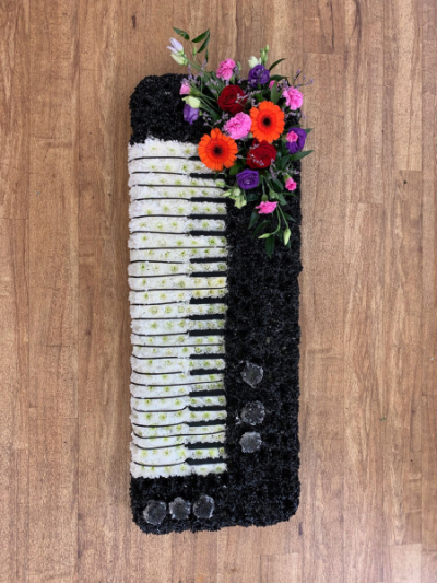 Piano Keyboard Tribute - A bespoke piano-themed tribute, beautifully handcrafted to celebrate a lifelong love of music.